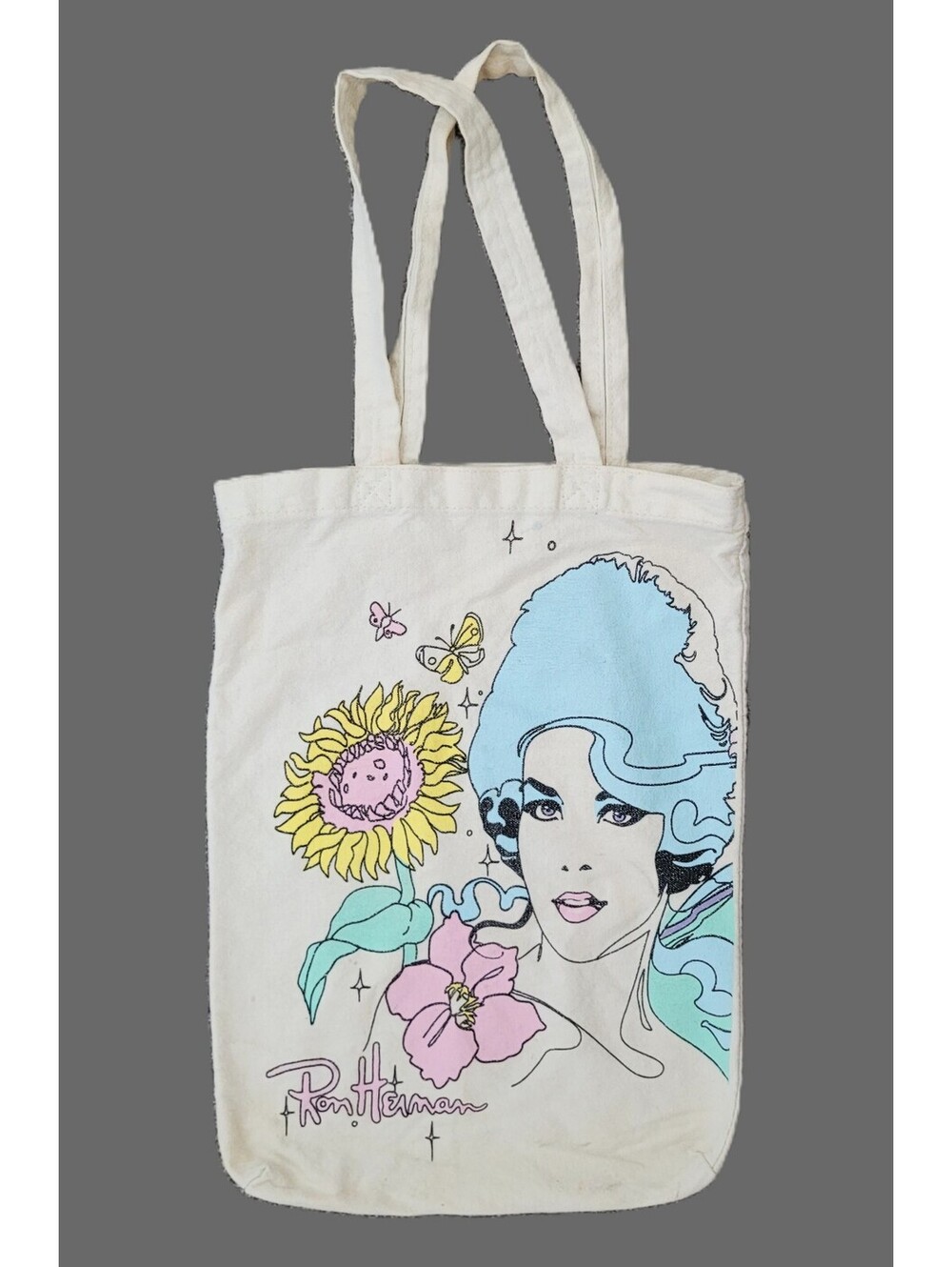 Ron Herman Public Library Canvas Tote Bag Graphic Shopper Book Beach 12x15